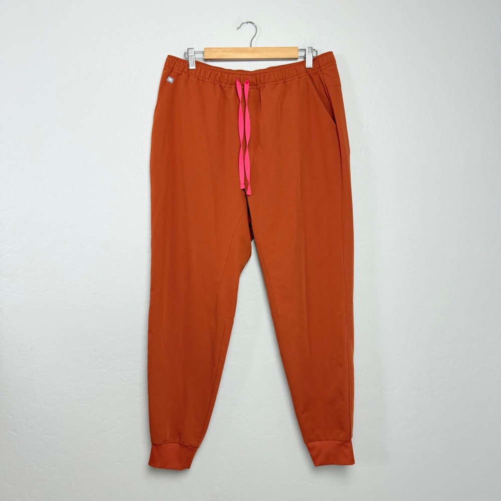 Figs Technical Collection Zamora Jogger Scrub Pants Orange Rust Drawstring L